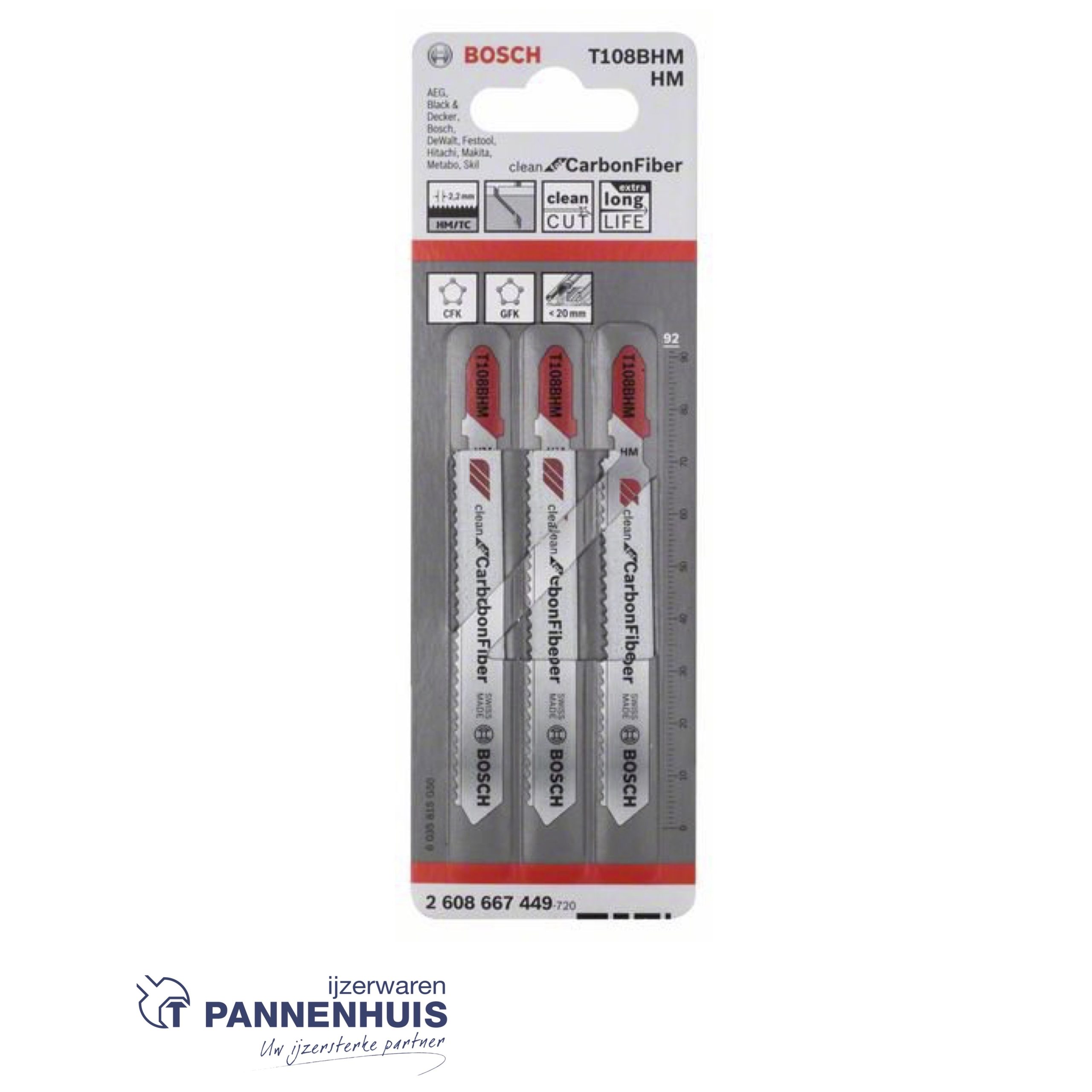 Bosch Decoupeerzaagblad T108 BHM Clean for Carbon Fiber 3x - Afbeelding 2