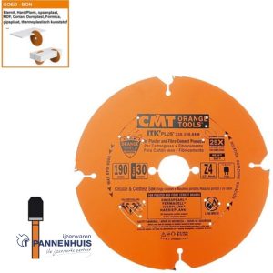 CMT Cirkelzaag voor extreem abrasieve materialen HW 190x30x2,2 Z4 Sidings, Cementvezel, Gipsplaat
