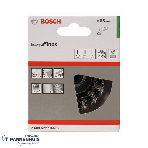 Bosch Komborstel getordeerd 65 x 0,35 mm M14 roestvrij staal - Afbeelding 2