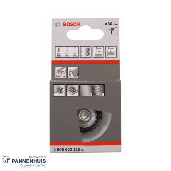 Bosch schijfborstel gegolfd 30 X 0,2 mm 6 mm staal - Afbeelding 2