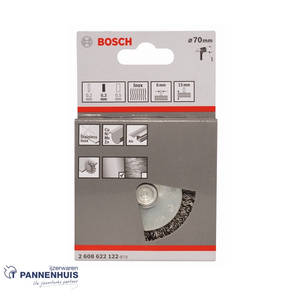 Bosch schijfborstel gegolfd 70 X 0,3 MM 15 mm roestvrij staal - Afbeelding 2
