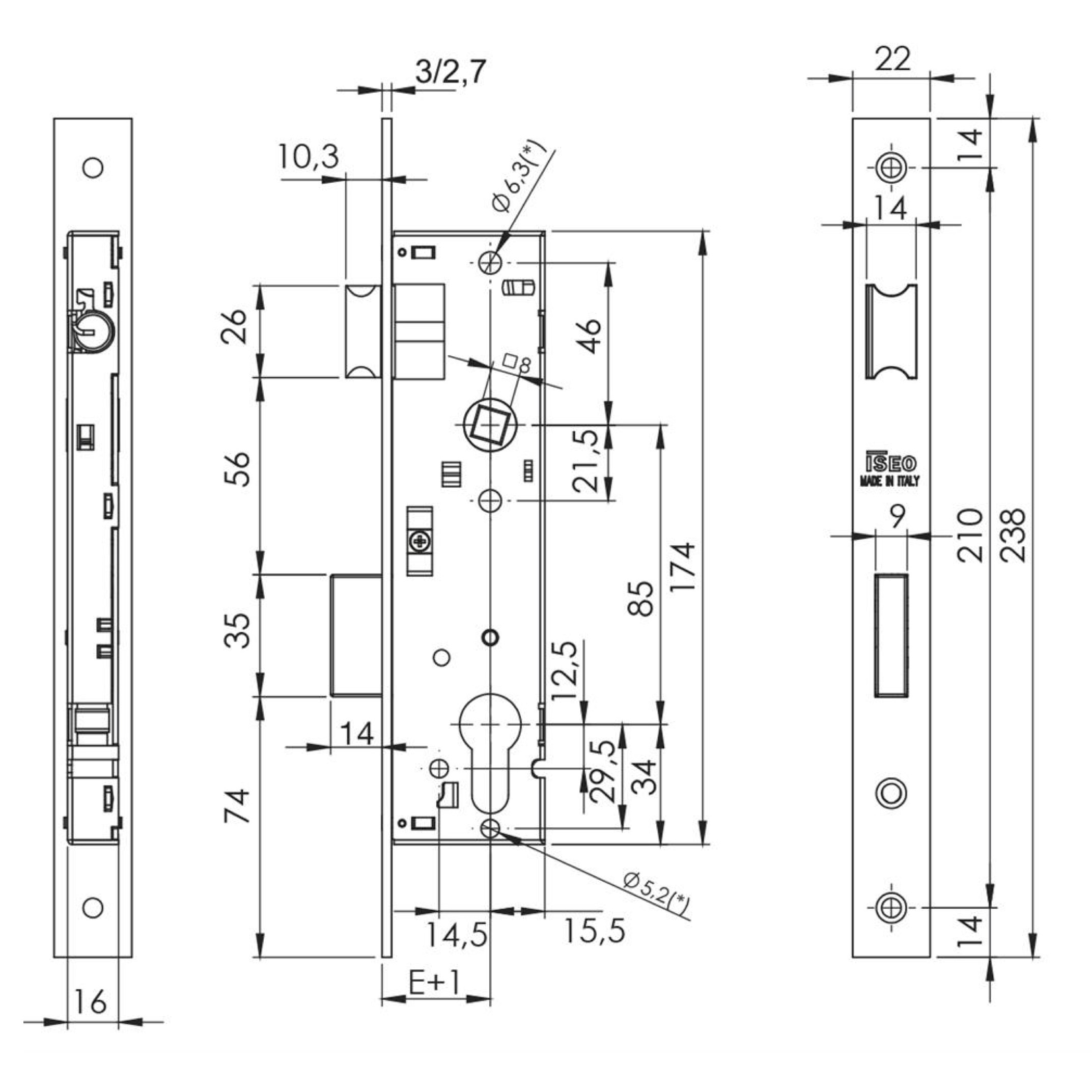 ISEO cilinderslot 20mm as 85mm chroom - Afbeelding 2