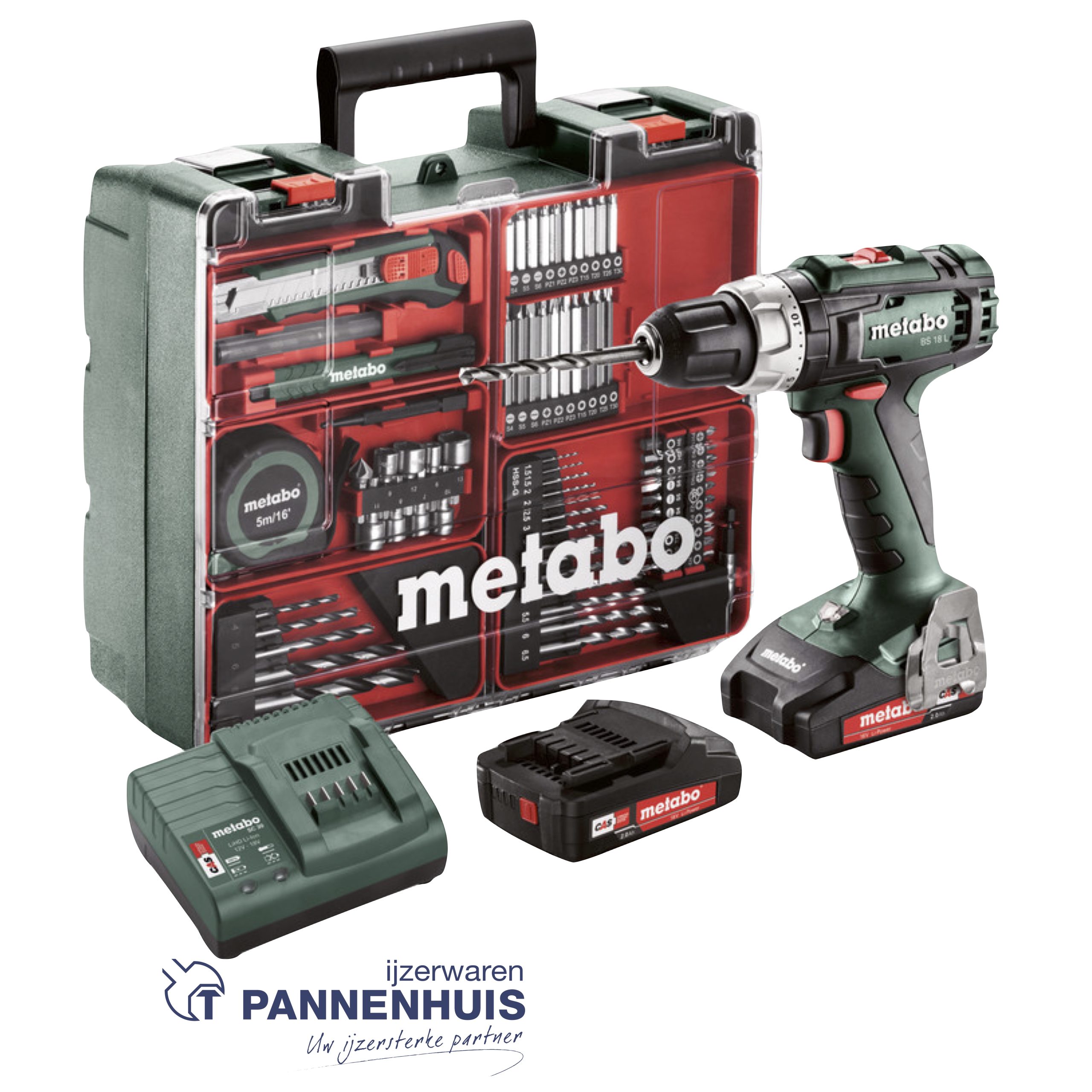 Metabo BS 18 L Boorschroevendraaier Li 18v 2x2,0Ah + 73 accessoires