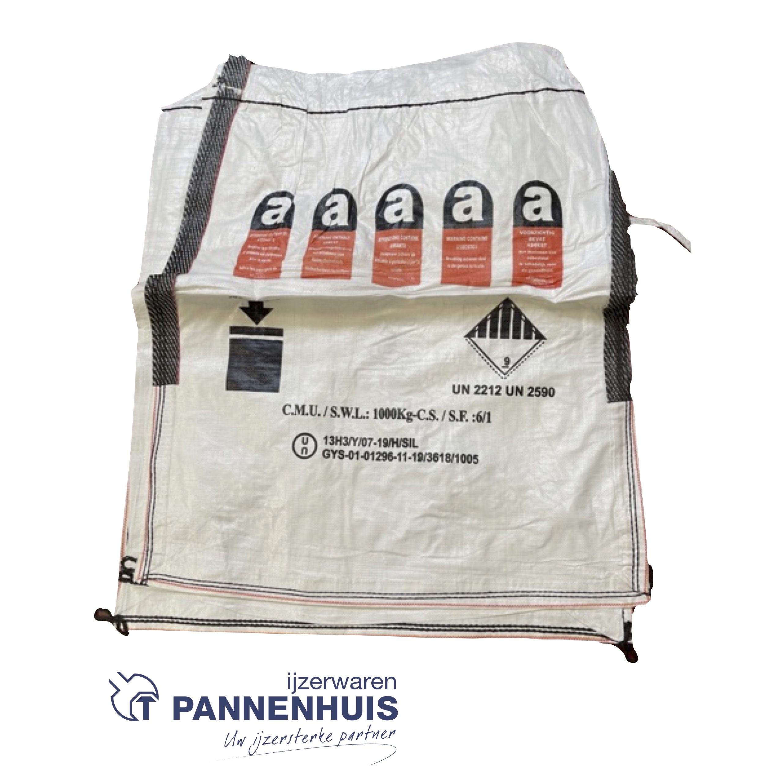 Big Bag ASBEST 1T met bedrukking 91x91x110 cm - Afbeelding 2