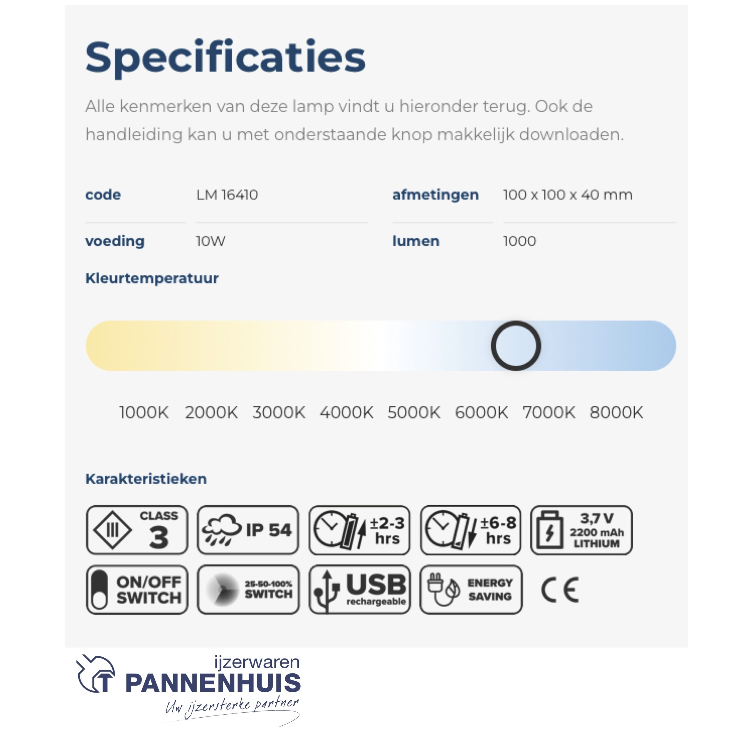 Lumx LED straler XS-10 / oplaadbare Li-batterij / 10W / IP54 - Afbeelding 5