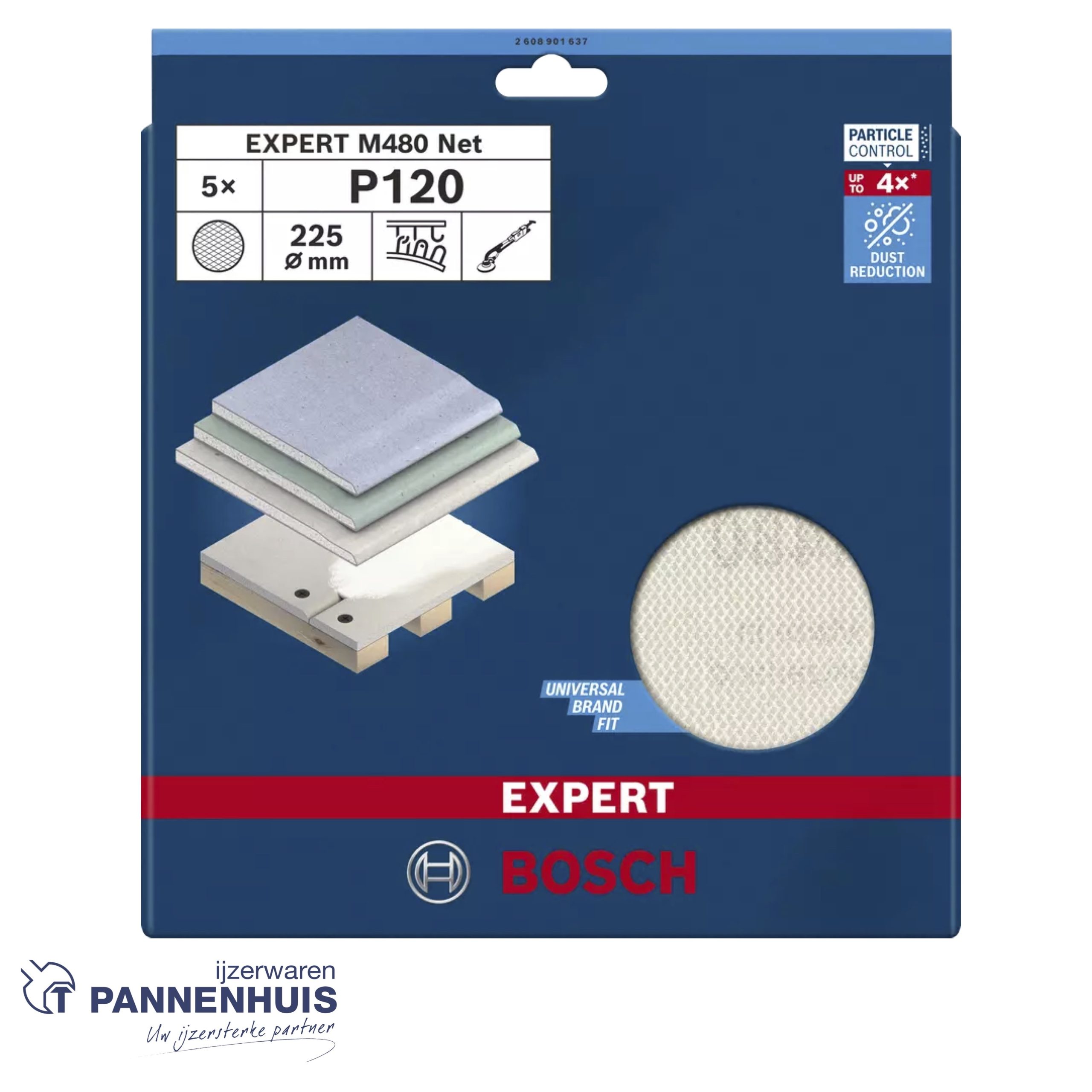 Bosch Schuurnet d. 225 mm k120 5x M480 Best for Wood and Paint - Afbeelding 2