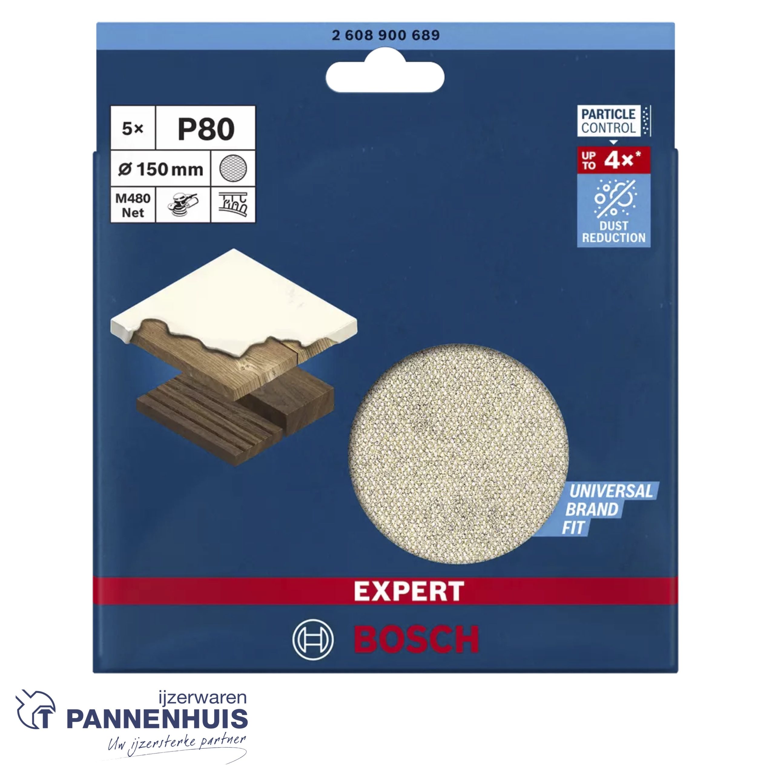 Bosch Schuurnet 150 mm, K 80, 5x M480 - Afbeelding 2