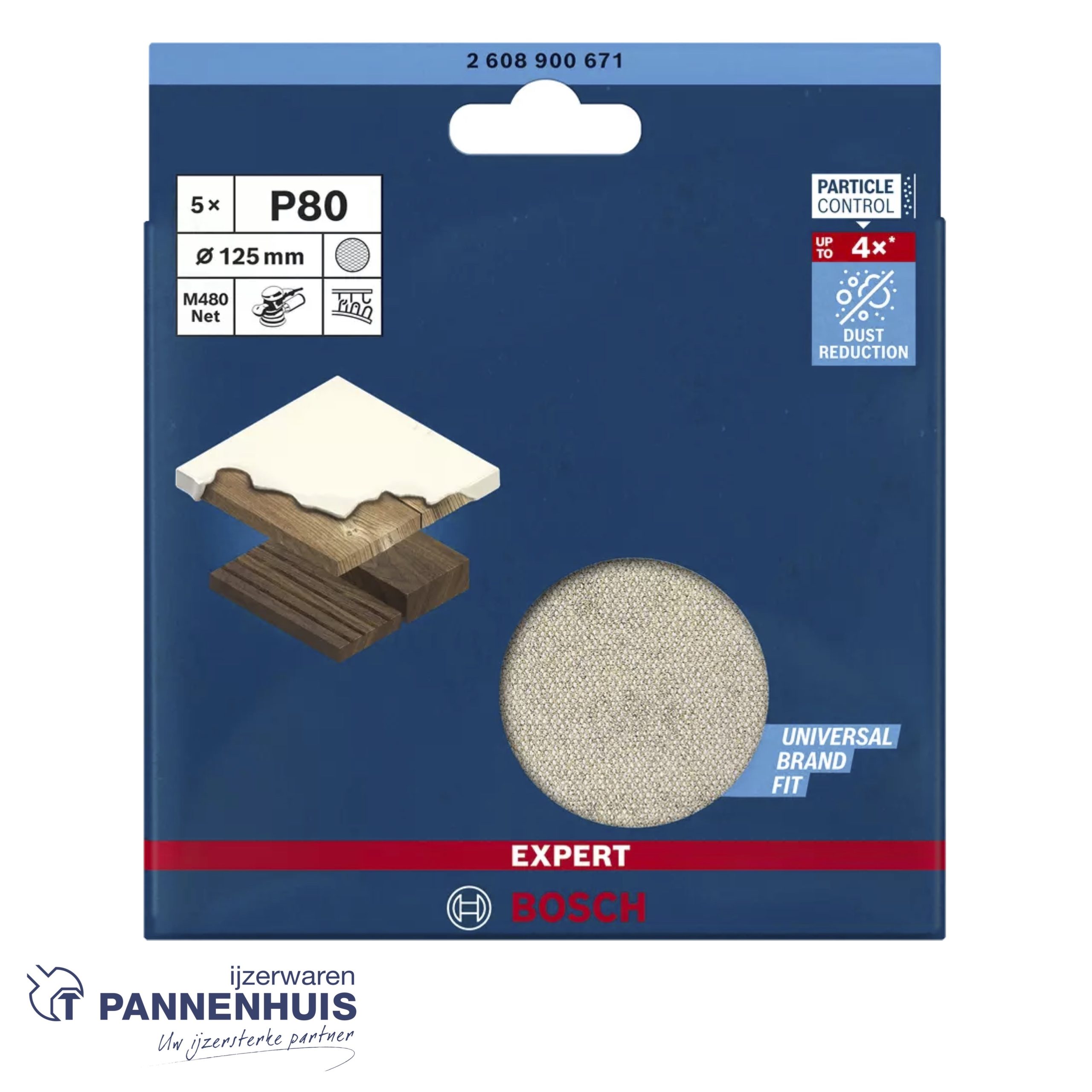 Bosch Schuurnet 125 mm, K 80, 5x M480 - Afbeelding 2