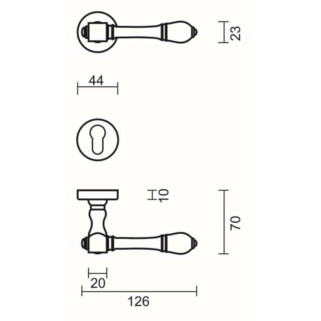 Deurkruk Pro ALDAGONDA INOX LOOK R+E CYL - Afbeelding 2