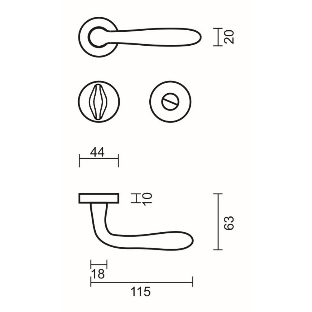 Deurkruk Pro ALMA INOX LOOK R+WC - Afbeelding 2