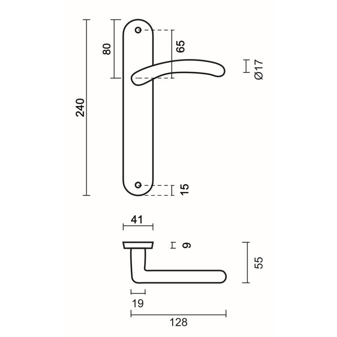 Deurkruk Pro ANGEL INOX LOOK PLAAT+NO KEY - Afbeelding 2