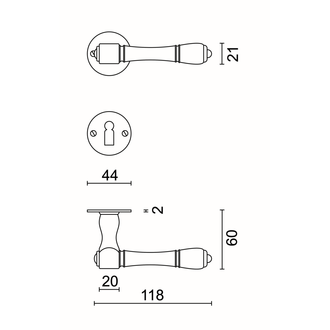 Deurkruk Pro CARRE ROEST ROND R+E - Afbeelding 2