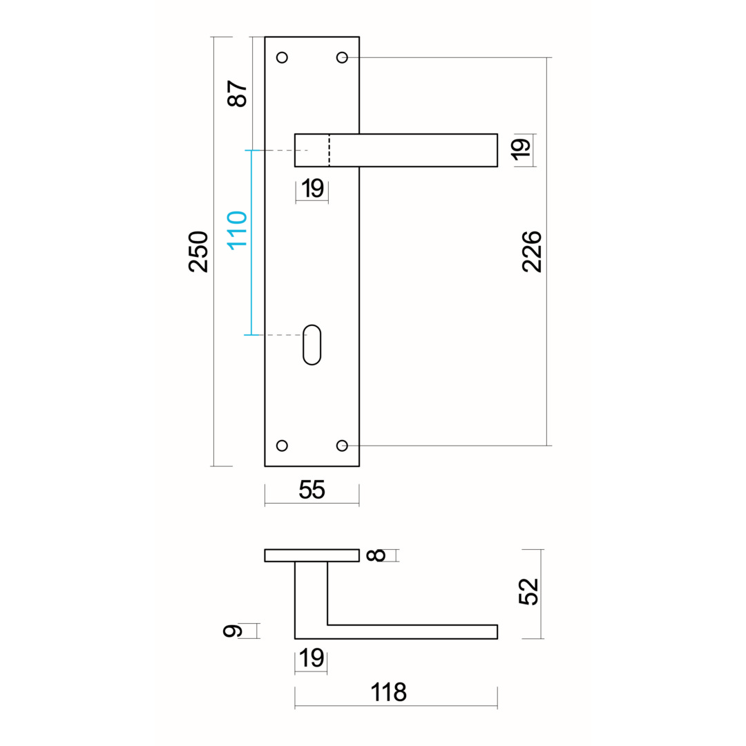 Deurkruk Pro COSMIC INOX PLUS PLAAT+KEY 110MM - Afbeelding 2