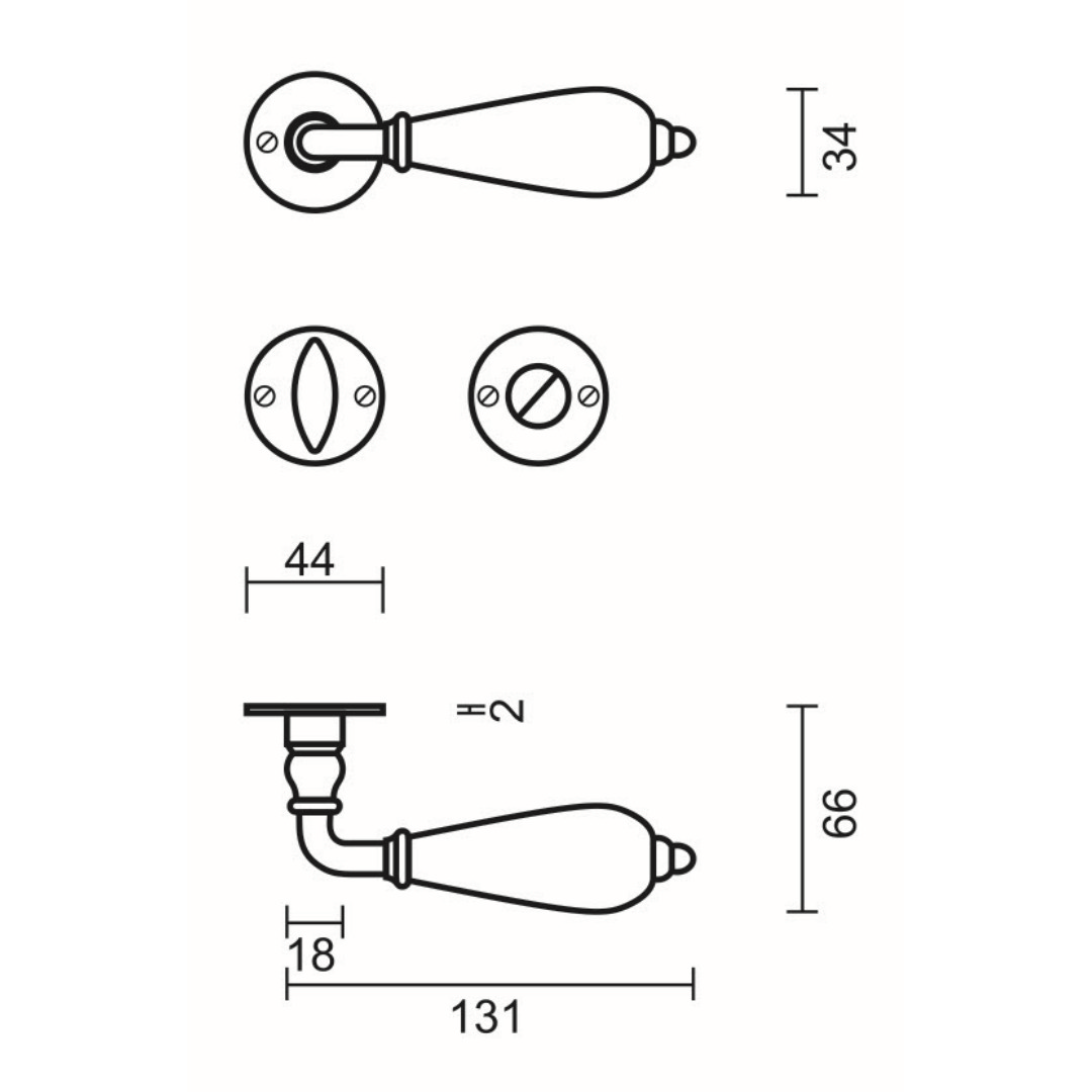 Deurkruk Pro DECOR ROEST ROND R+WC - Afbeelding 2