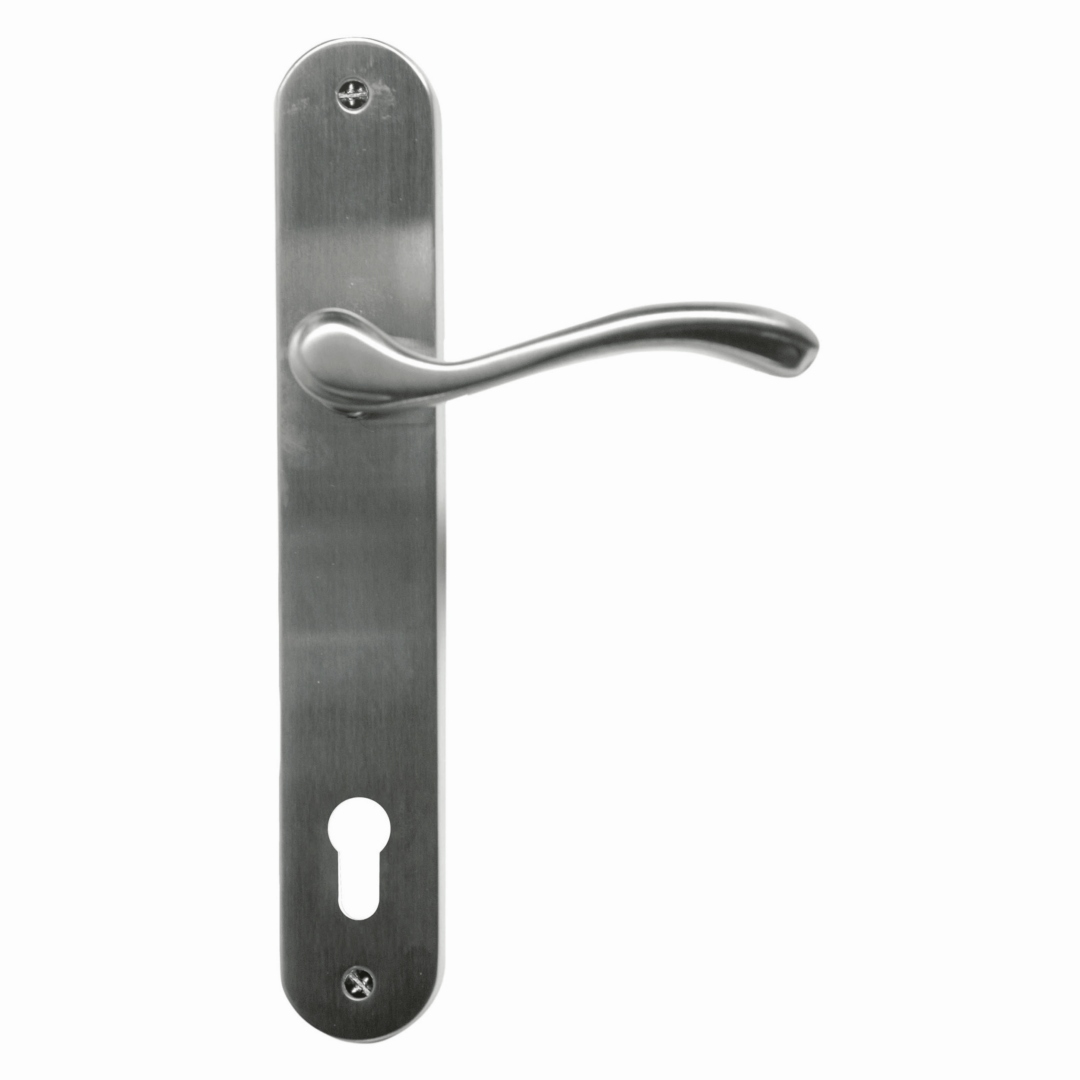 Deurkruk Pro ERICA INOX LOOK PLAAT+CYL 110MM