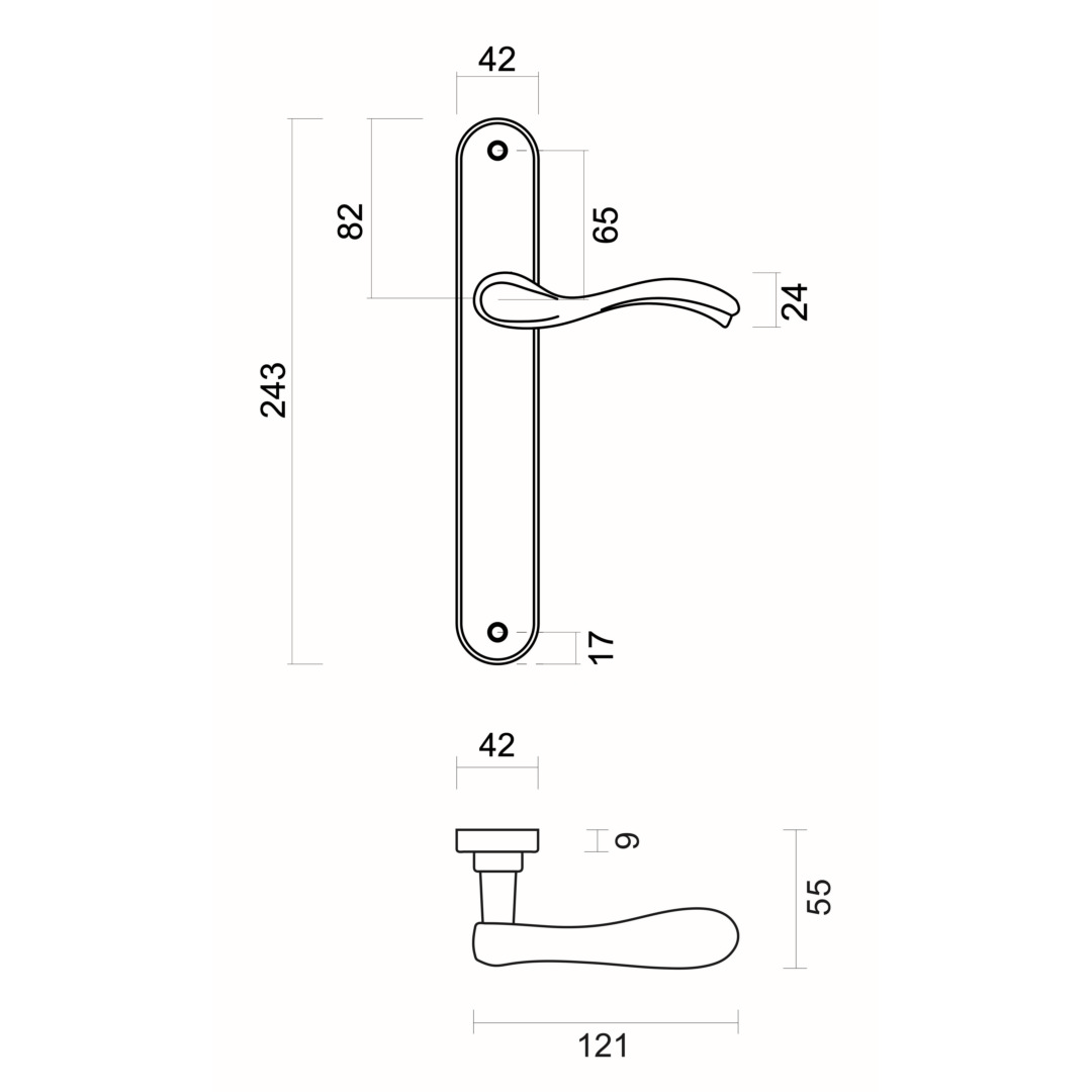 Deurkruk Pro ERICA INOX LOOK PLAAT+NO KEY - Afbeelding 2