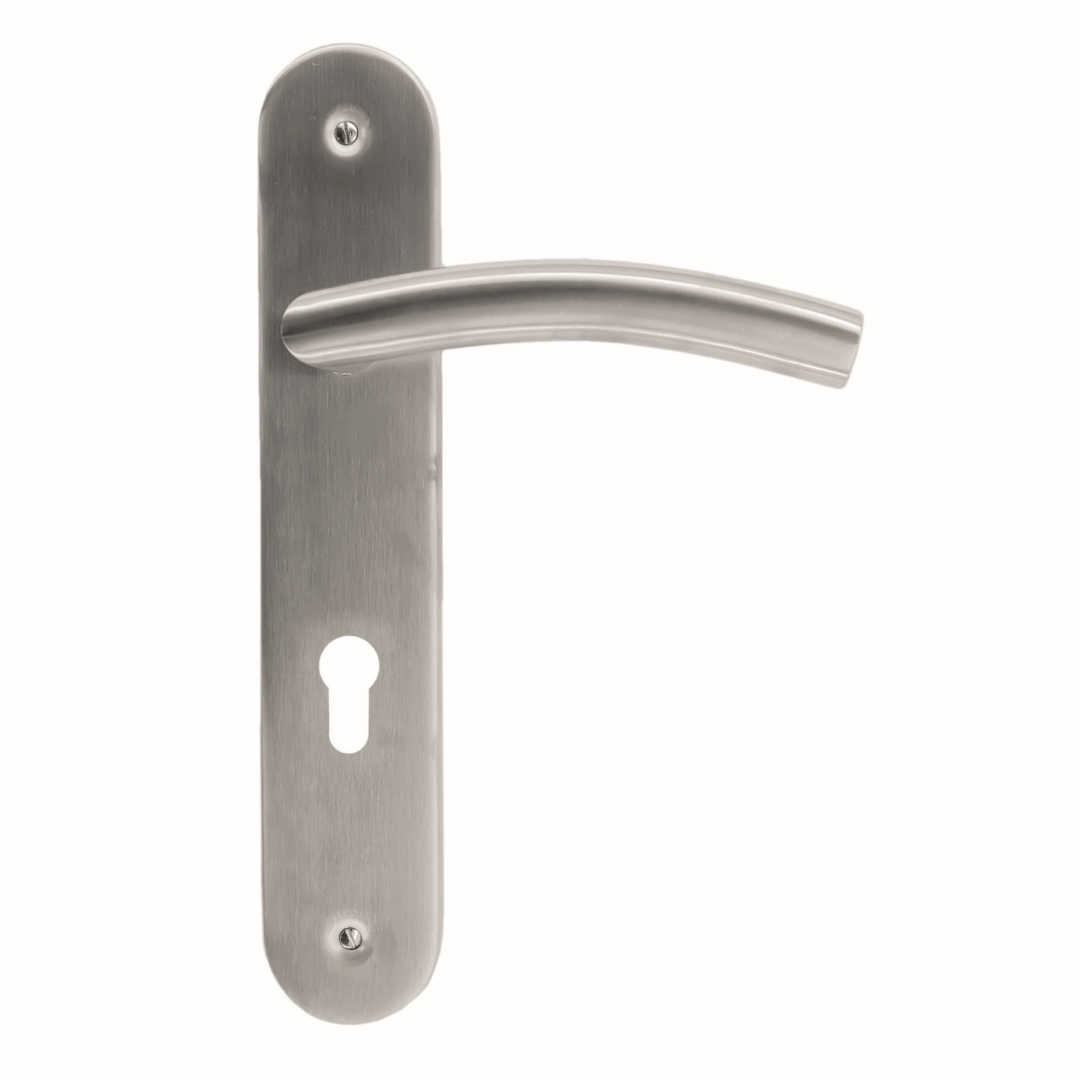 Deurkruk Pro GI SHAPE 19MM INOX PLUS PLAAT+CYL 72MM