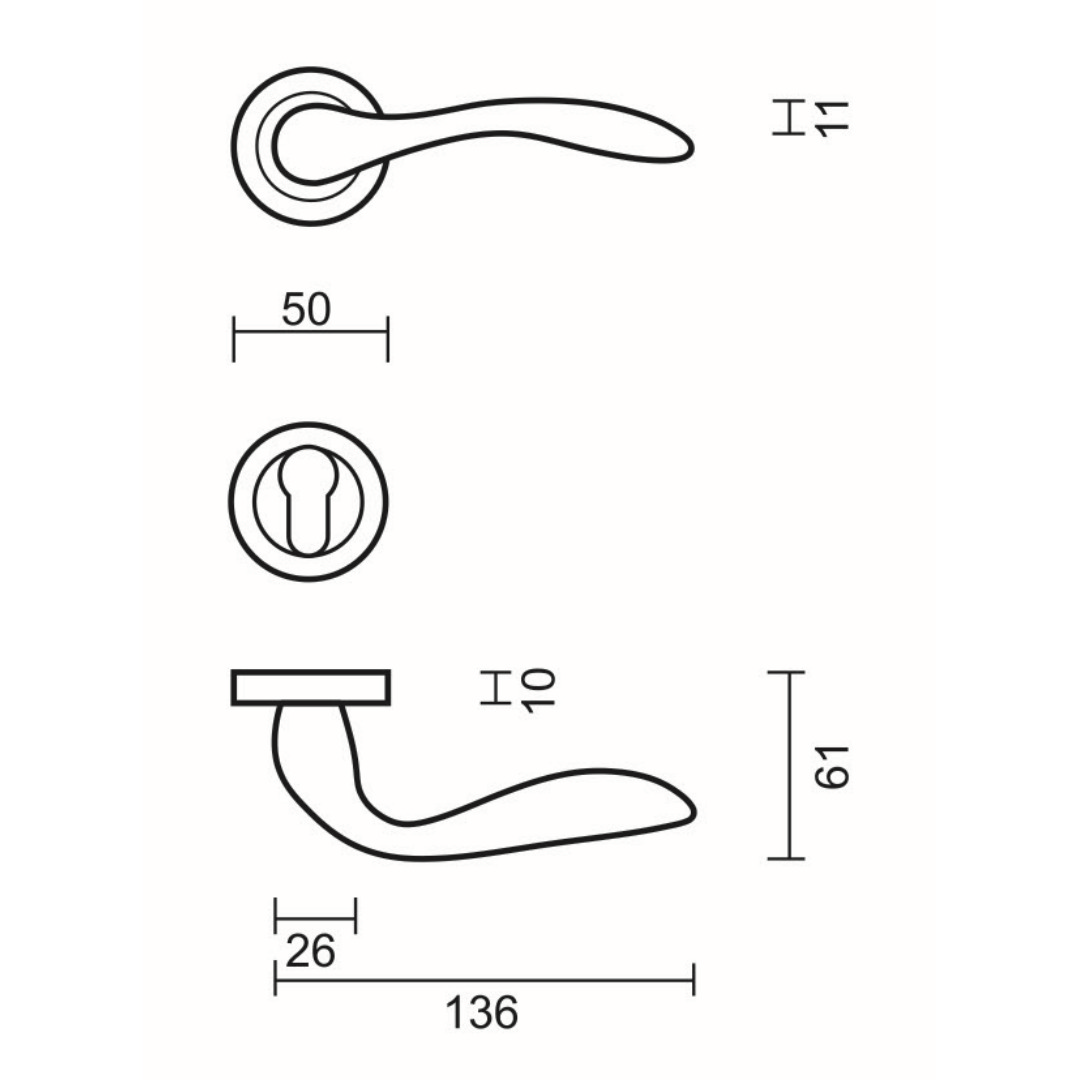 Deurkruk Pro GIAVA CROMSAT R+E CYL - Afbeelding 2
