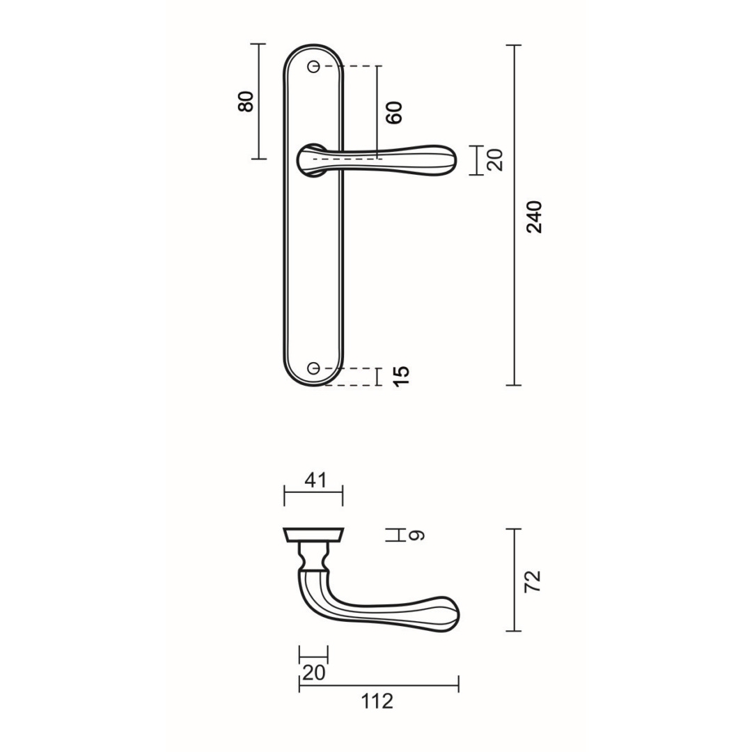 Deurkruk Pro GRETA BRONS PLAAT+NO KEY - Afbeelding 2