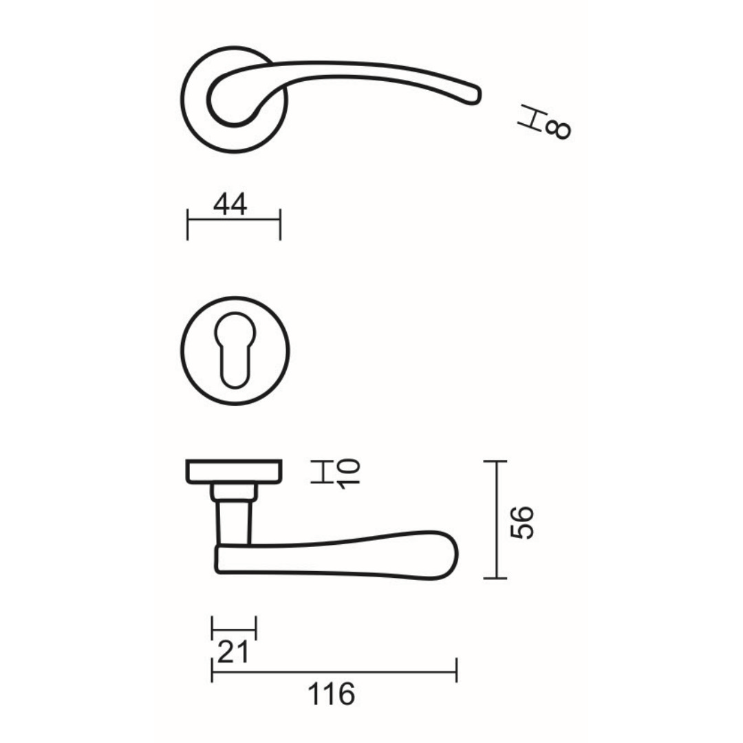 Deurkruk Pro NICOLE CROMSAT R+E CYL - Afbeelding 2