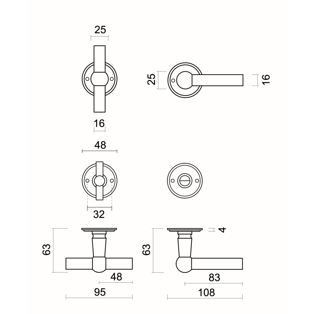 Deurkruk Pro PETANA T+L INOX LOOK R+WC - Afbeelding 2