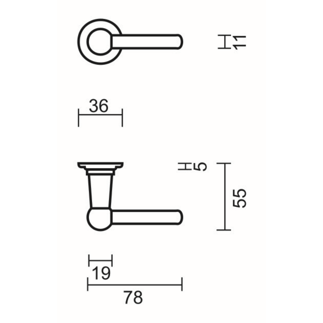 Deurkruk Pro PETRA OM L+L INOX LOOK R+NO KEY - Afbeelding 2