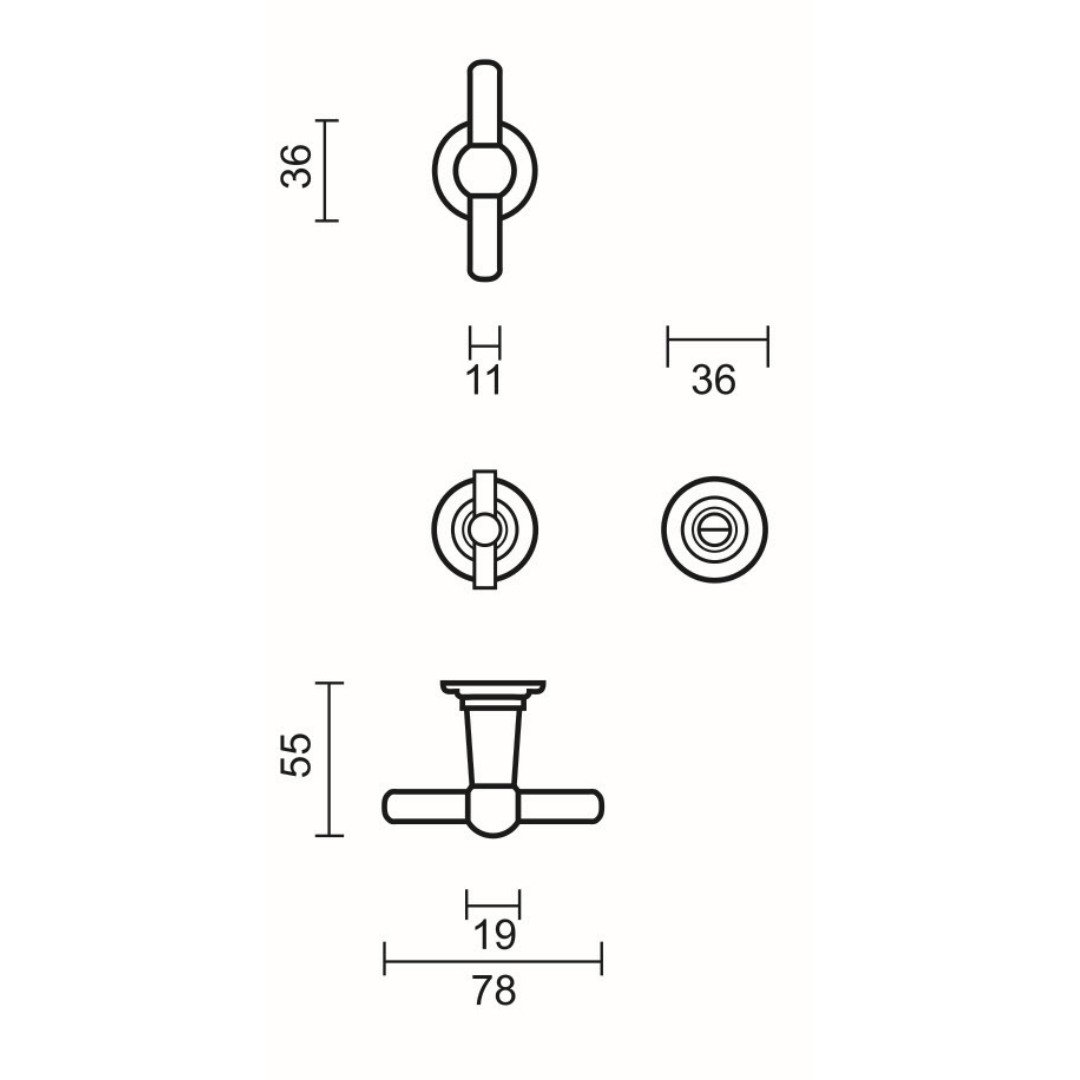 Deurkruk Pro PETRA OM T+T INOX LOOK R+WC - Afbeelding 2