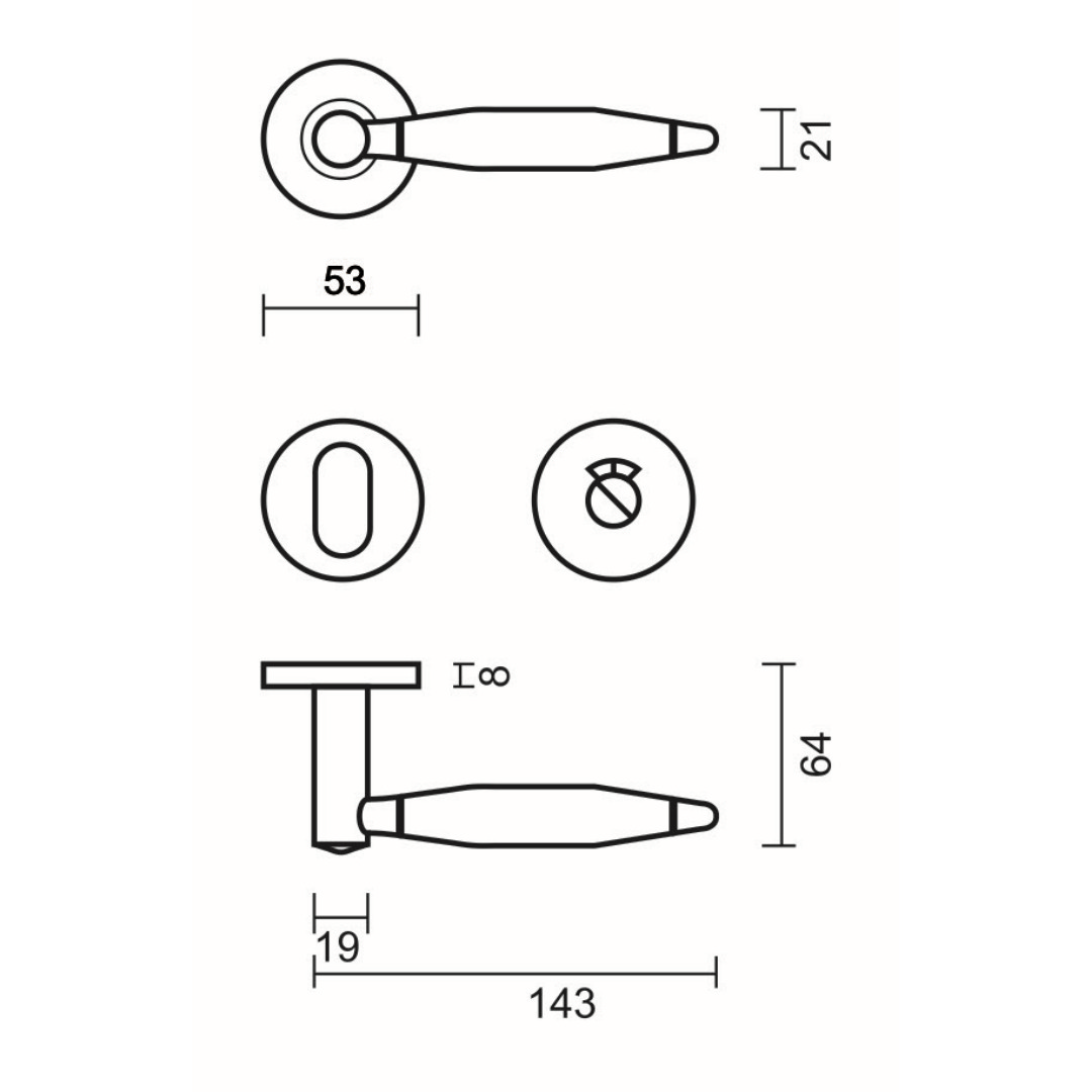 Deurkruk Pro SATURNUS INOX PLUS R+WC - Afbeelding 2