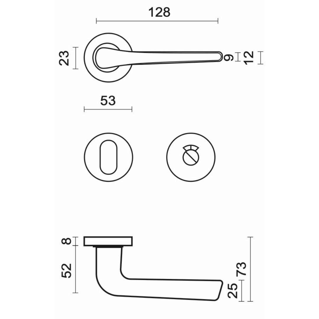 Deurkruk Pro SIPORA ZWART R+WC - Afbeelding 2
