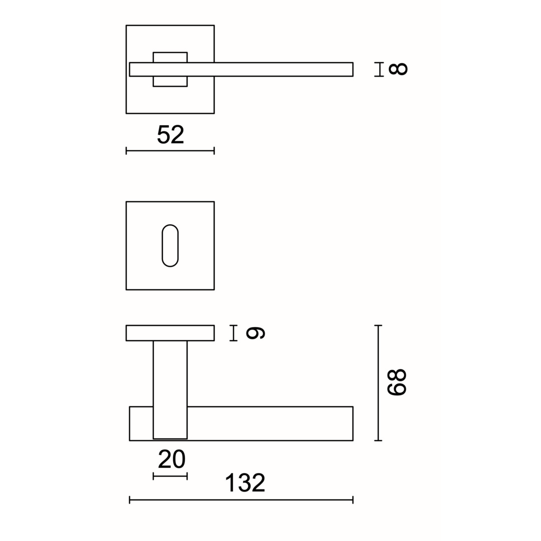 Deurkruk Pro SQUARE 3 INOX PLUS R+E - Afbeelding 2
