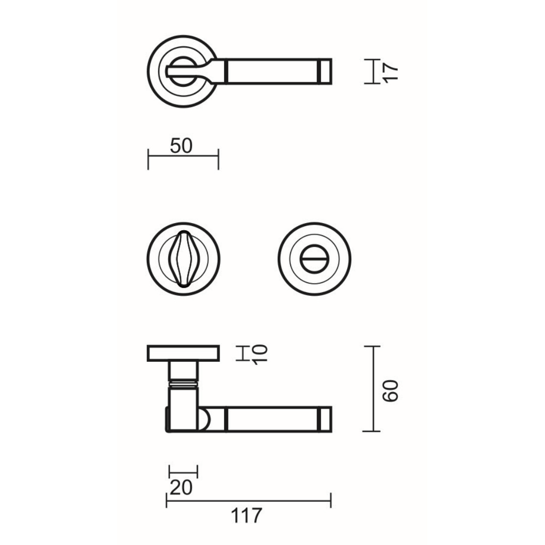 Deurkruk Pro VITO INOX LOOK R+WC - Afbeelding 2
