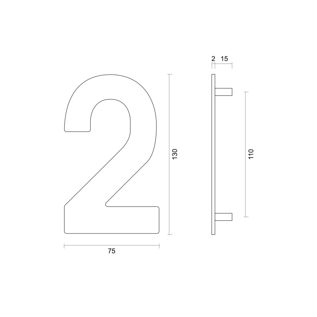 Huisnummer Plat 2 INOX PLUS Br 75 x H 130 - Afbeelding 2