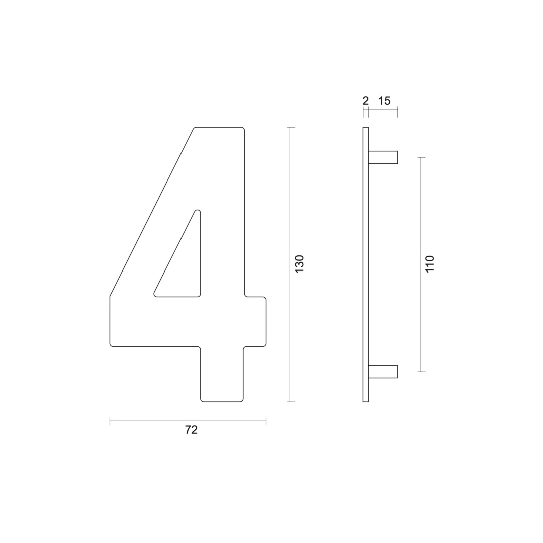 Huisnummer Plat 4 INOX PLUS Br 72 x H 130 - Afbeelding 2