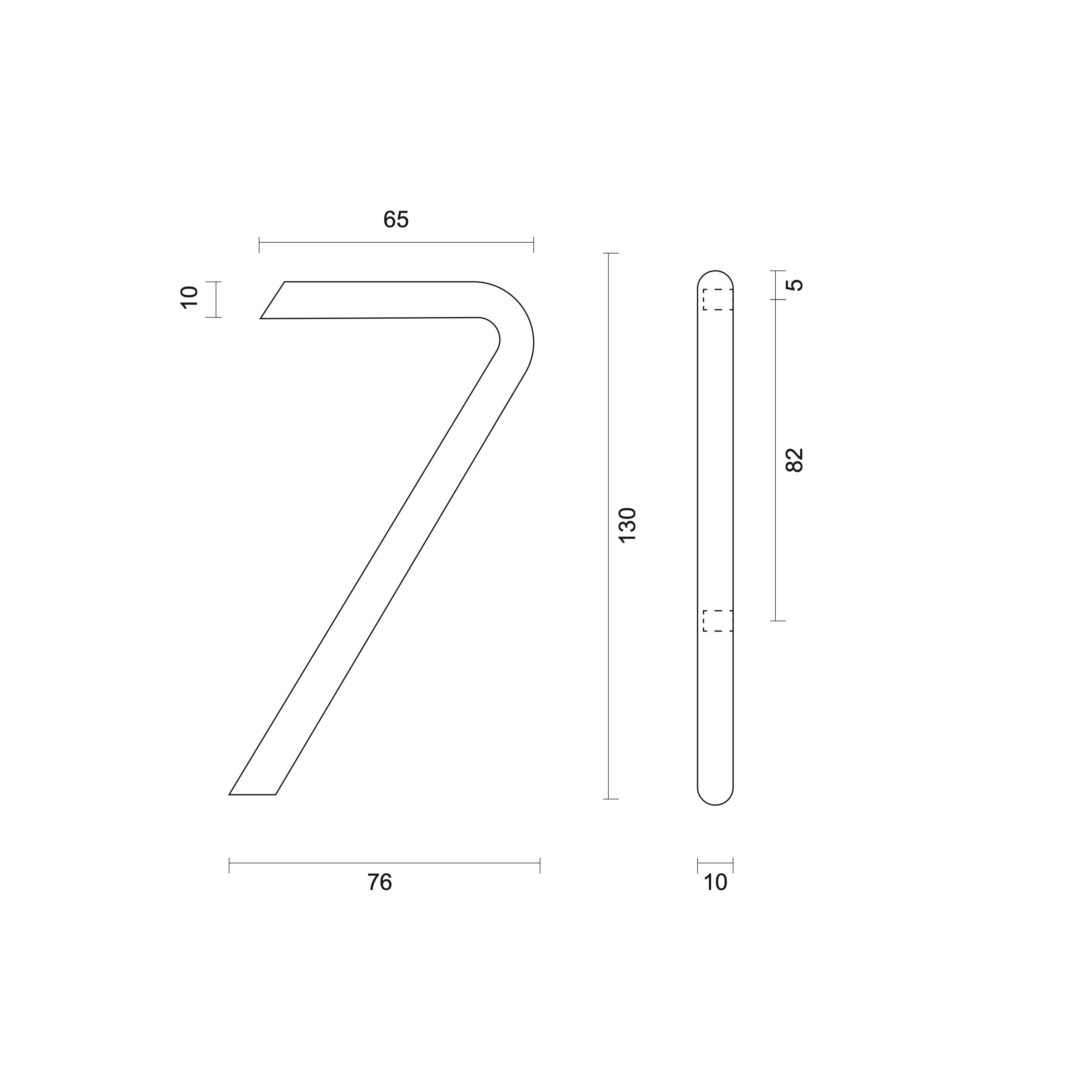 Huisnummer Rond 7 INOX PLUS H = 130 mm - Afbeelding 2