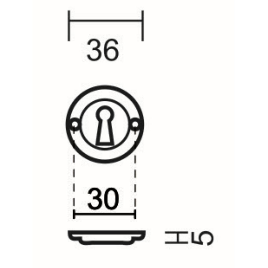 Sleutelplaatje BB Rond Retro 36MM Classic PETRA OM INOX LOOK - Afbeelding 2