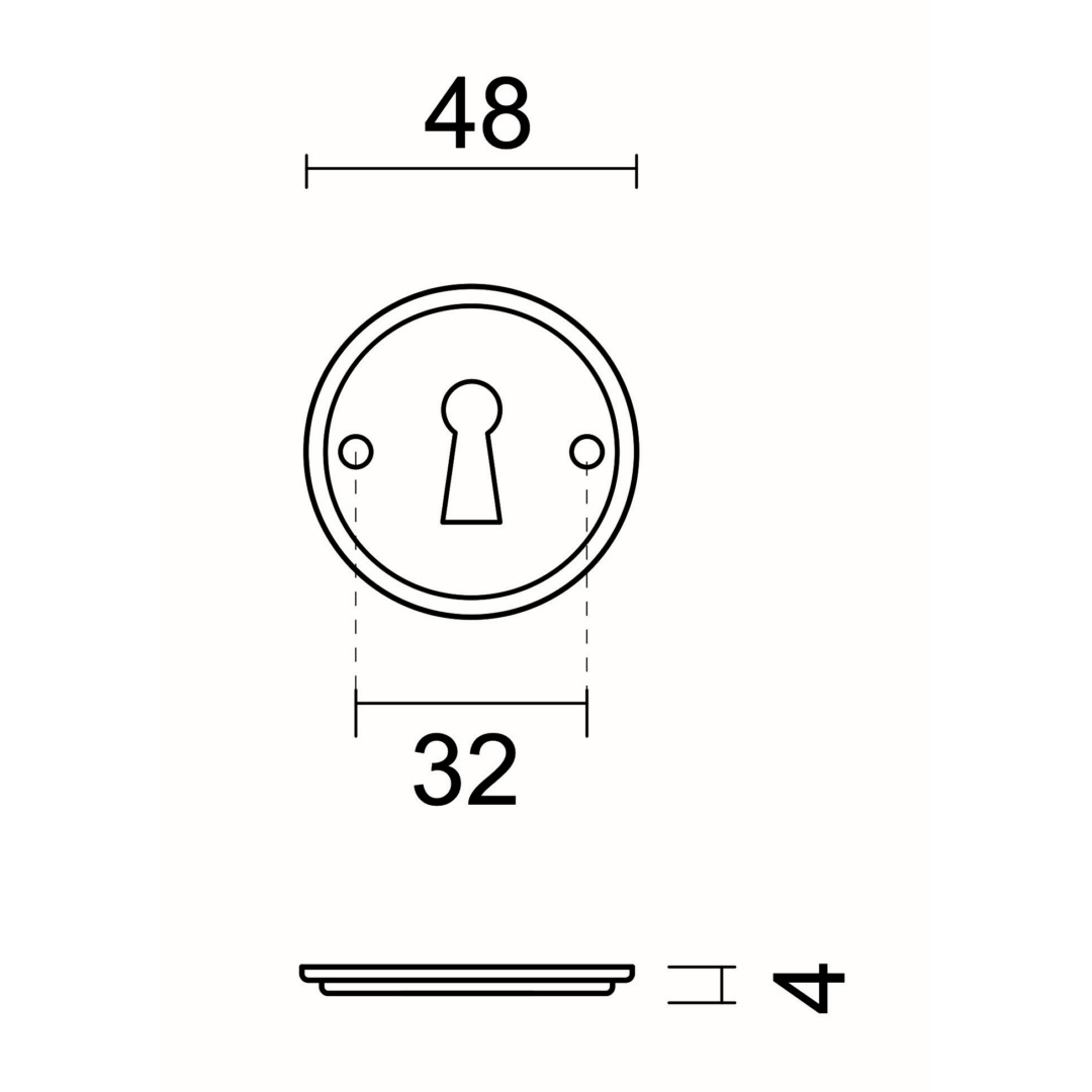 Sleutelplaatje BB Rond Retro 48MM PLAT INOX LOOK - Afbeelding 2