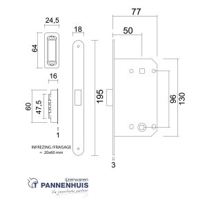 AGB Magneetslot WC 50 / 96 18MM zwart + regelbare tegenplaat