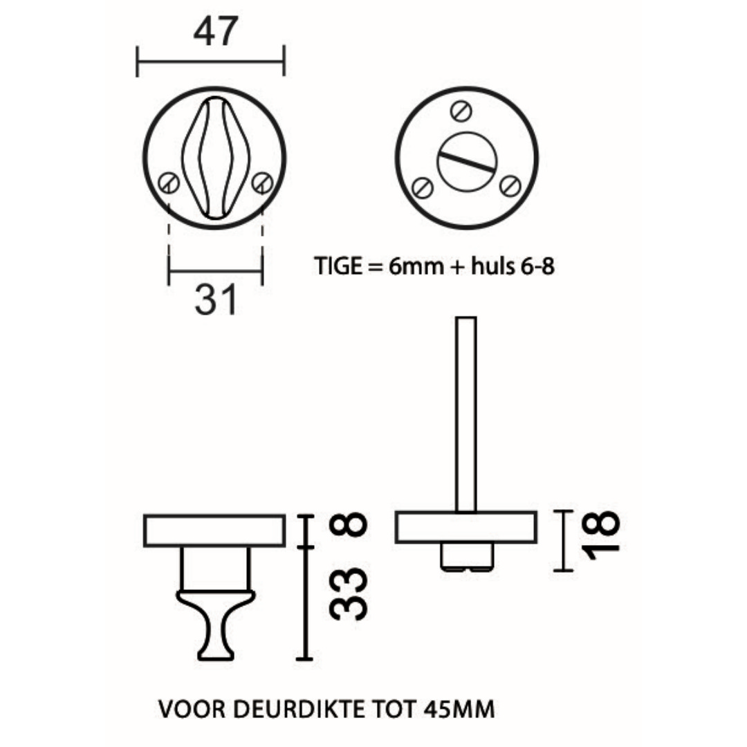 WC garnituur OLIVE OM INOX LOOK - Afbeelding 2