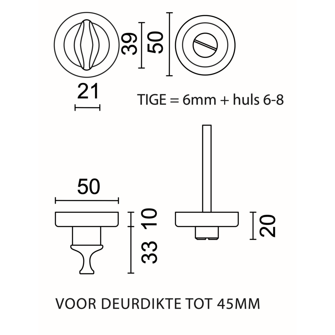 WC garnituur rond Draairozas INOX LOOK - Afbeelding 2