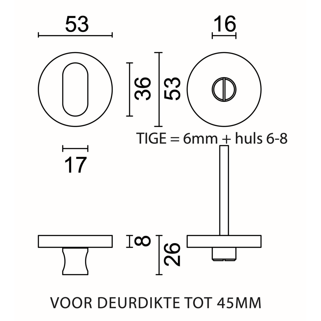 WC garnituur rond SHAPE ZERO INOX ZONDER ROOD/WIT - Afbeelding 2