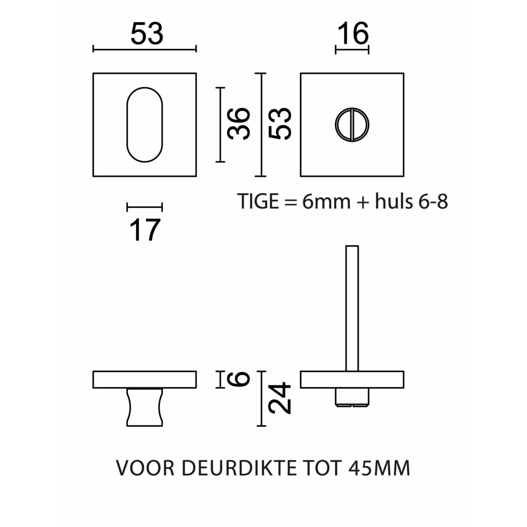 WC garnituur SQUARE SHAPE FLAT INOX PLUS - Afbeelding 2