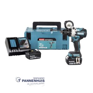 Makita DHP486RTJ Accu klopboor- en schroefmachine 13 mm LXT 18 V + 2x BL1850B + DC18RC OP=OP