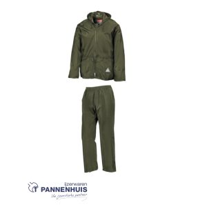 Regenvest en broek groen