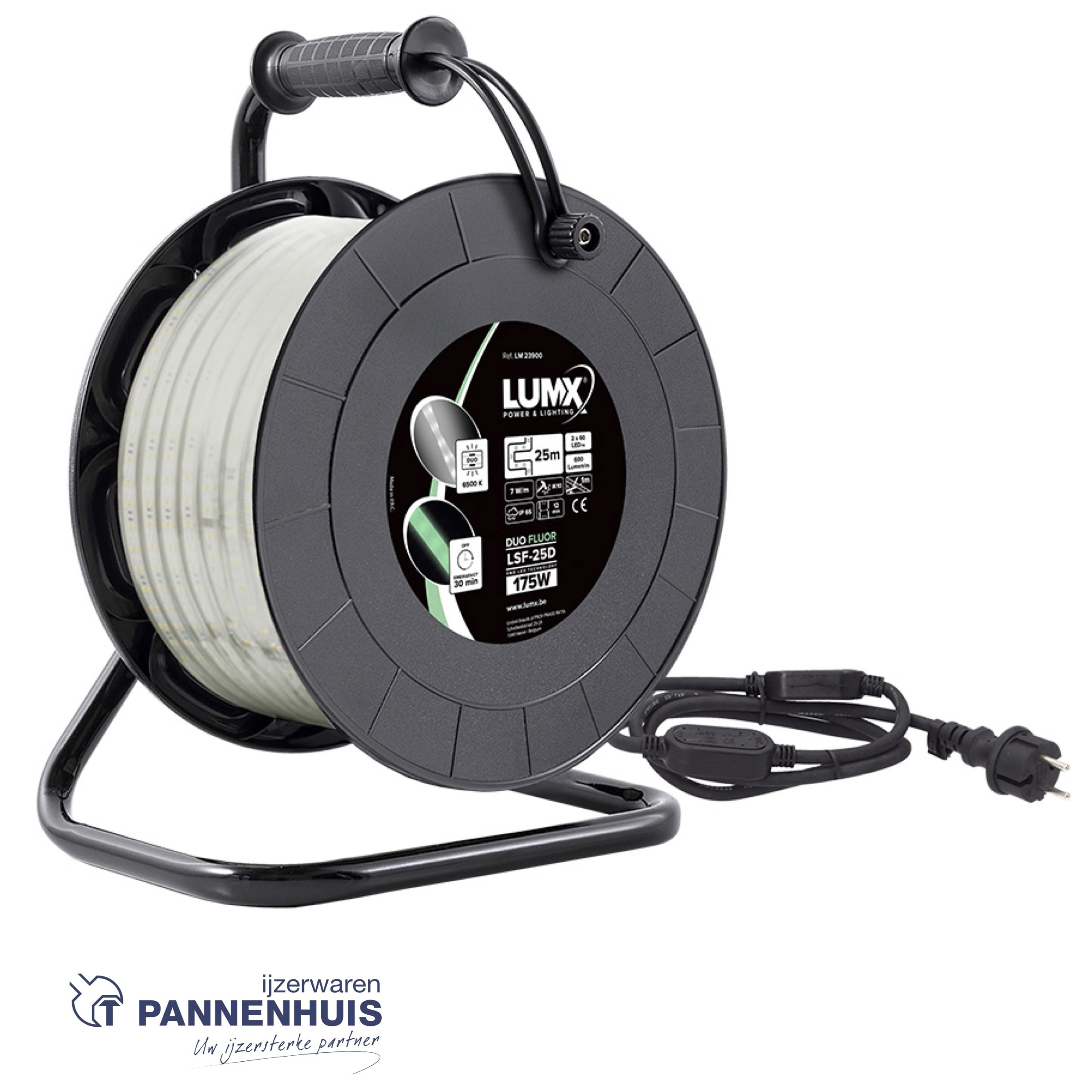 Lumx LED lichtslang DUO FLUOR op haspel 25m - 2x60led/m - H=6,5mm