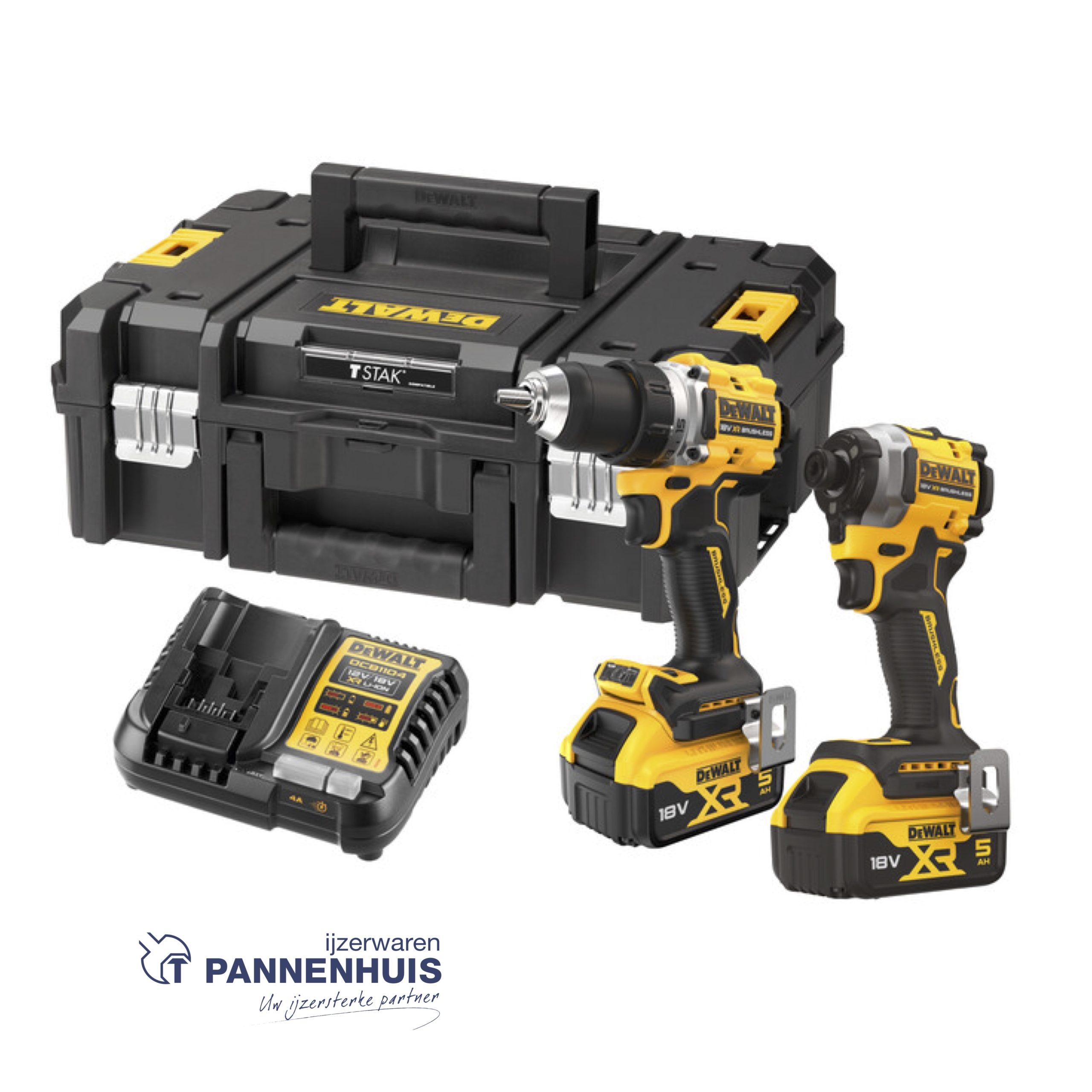 Dewalt DCK2051P2T 18V XR Brushless twin kit DCD800 + DCF850 - 2x 5Ah in TSTAK