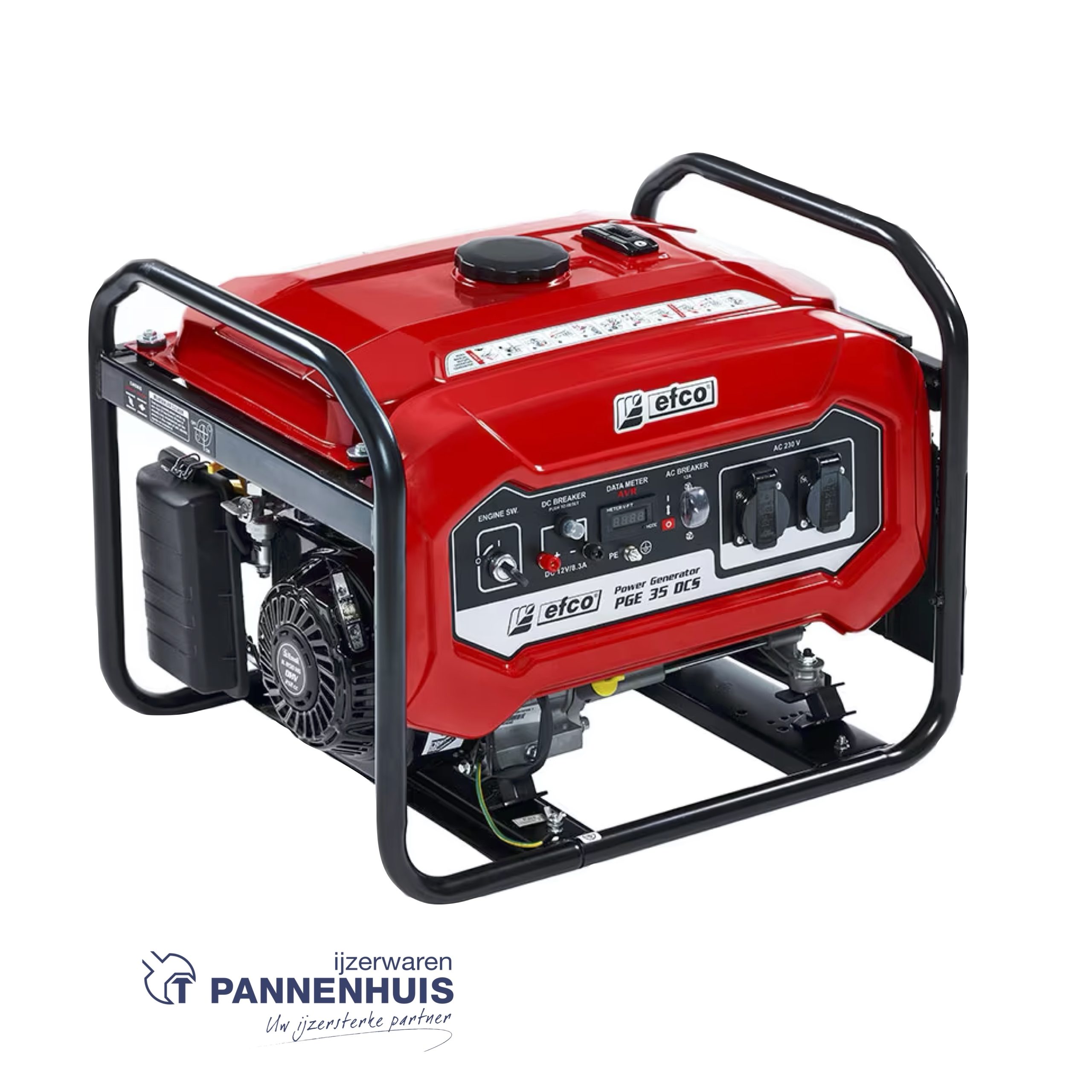 Efco PGE 35 DCS stroomgroep AVR-2x 220V, 1x 12V-2,8 kW / 3,1 kW