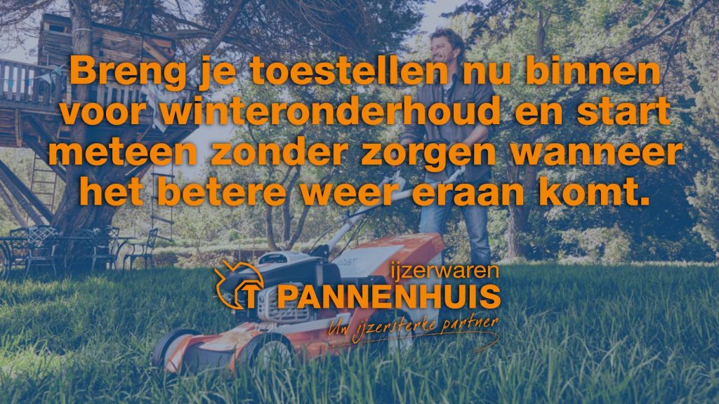 Breng je tuin- en werktuigen tijdig binnen voor winteronderhoud. Zo zijn je grasmaaiers, heggenscharen en andere toestellen klaar voor gebruik bij het eerste mooie weer.