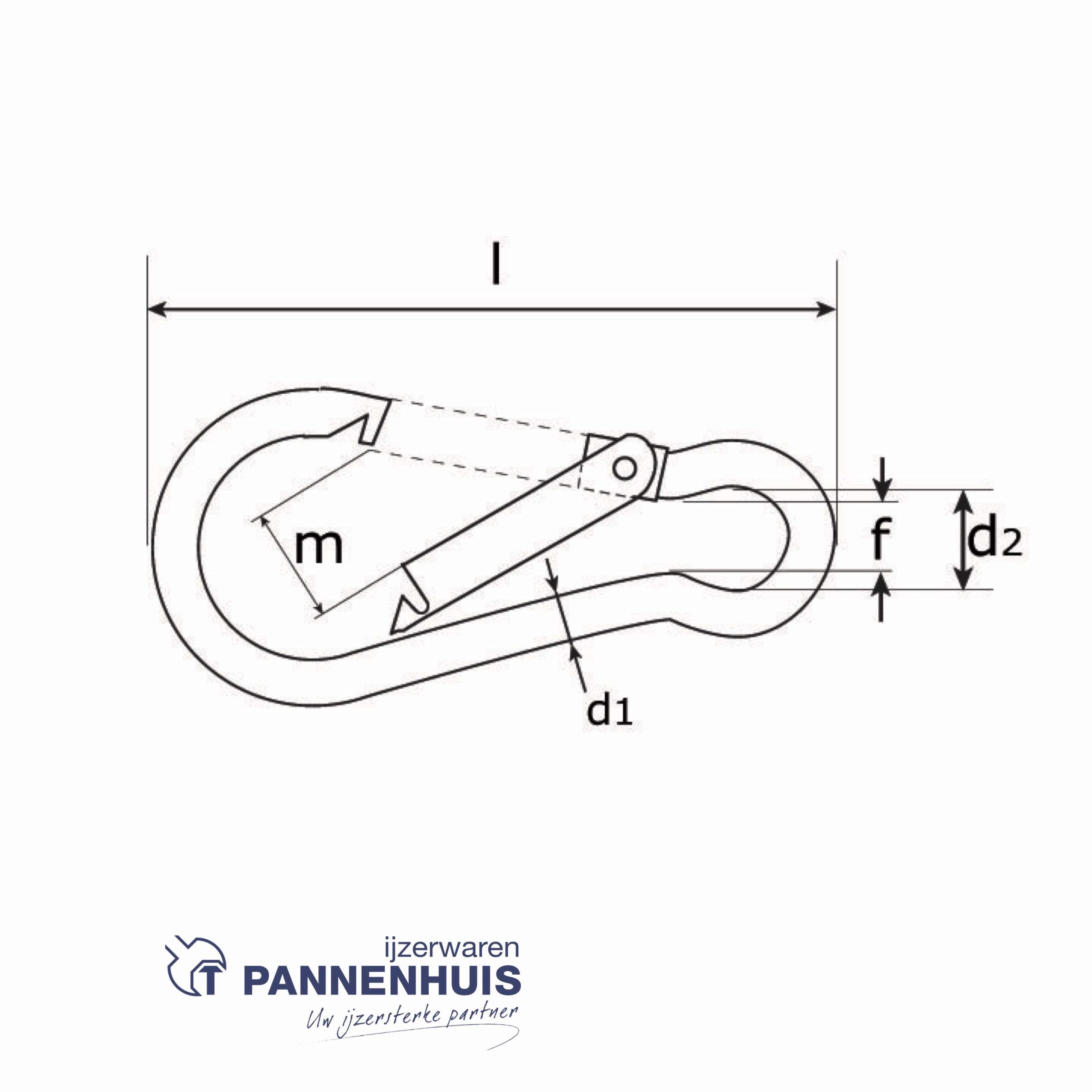 Karabijnhaak 070x07 mm verzinkt - Afbeelding 2
