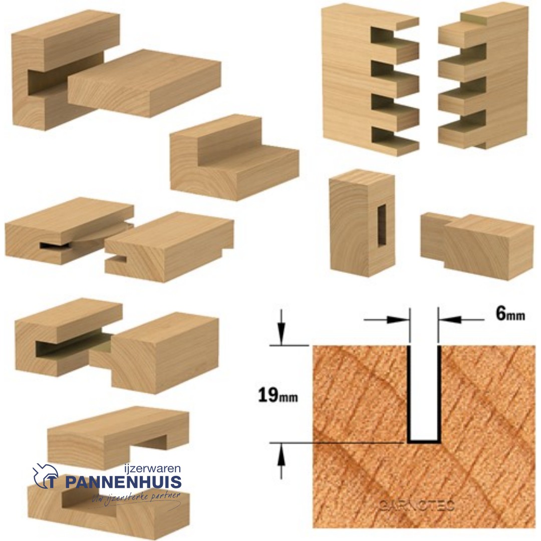 CMT Groeffrees met rechte snijkoppen, HWM D=6 x 19mm L=63,5 S=12 Z2 - Afbeelding 3
