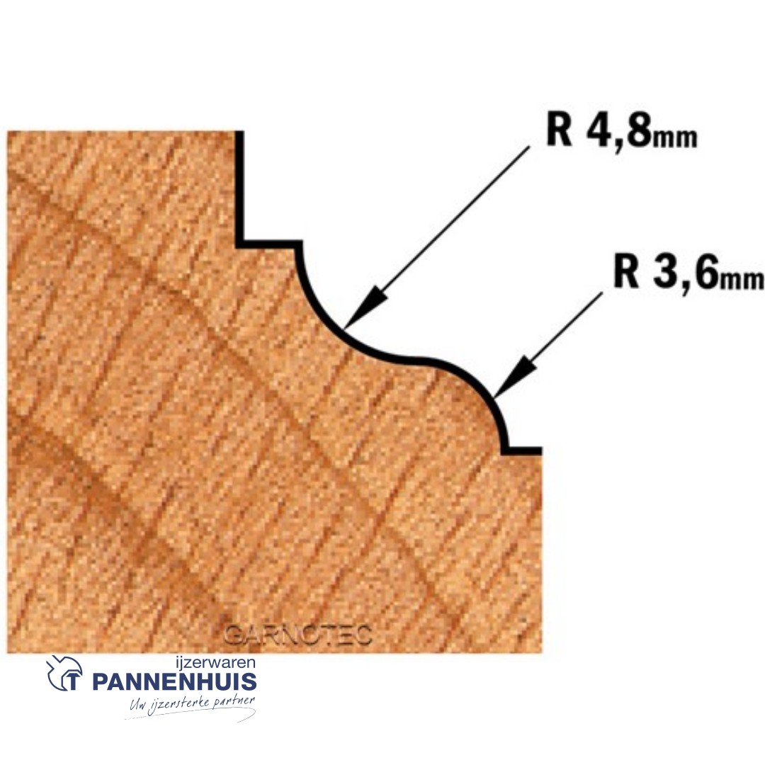 CMT Profielfrees met kogellager, HW D=34,2 x 13mm R=4,8 L=53 S=8 Z2 - Afbeelding 3